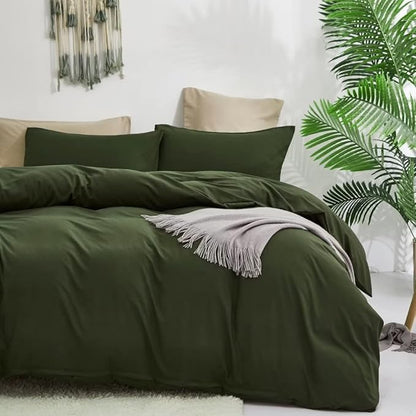 Wellboo Army Green Comforter Sets California King Solid Olive Green Boho Bedding Comforters Cal King Cotton Soft Cozy Dark Green Women Men Quilts Plain Army Green Modern Hunter Green Blankets Durable