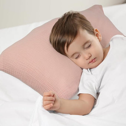 Organic Cotton Muslin Mini Pillowcases with Envelope Design,2 Pack Ultra Breathable Kids Toddler Pillowcases for Boys and Girls- 13 x 18 inches (Coral)