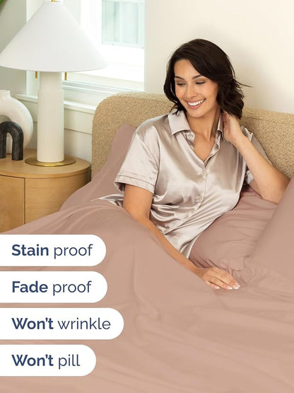Extra Deep King Sheet Set - 6 Piece Breathable and Cooling Sheets - Hotel Luxury Bed Sheets Set - Easy & Secure Fit - Soft, Wrinkle Free and Comfy Sheets Set - Mauve Sheet Set with Extra Deep Pockets