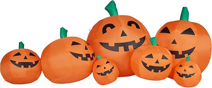 Haunted Hill Farm 10-ft. Wide Pumpkin Family Blow Up with Lights, Outdoor Halloween Inflatable Decoration for Lawn and Yard, Giant Spooky Holiday Decor
