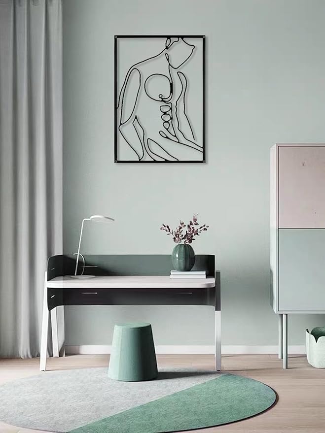 SIETIOJI 3 Pcs Black Wall Art Decor - Real Metal Modern Minimalist Male Body Shape Wall Art for Living, Kitchen, Bedroom Walls