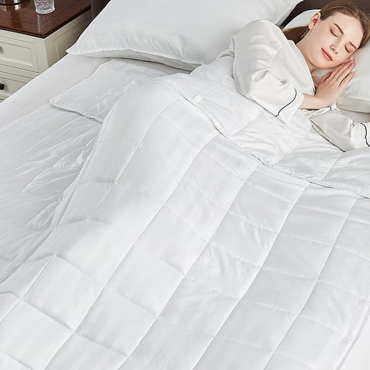 Weighted Blanket(48"x72" 10lbs) Weighted Blanket Cooling Blanket for Sleeping,Throw Size Breathable Blanket with Premium Glass Bead(White)