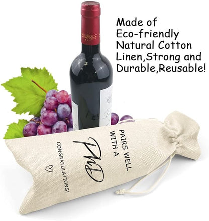 LANBAIHE Graduation PHD Gift, Graduation Wine Bag, Pairs Well with PhD, PhD Wine Bag, Gift for PhD, Gift for Doctors, Doctorate Graduation Gift