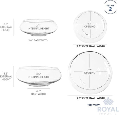 Royal Imports Round Glass Vase Set of 2 – Clear Decorative Glass Bowls for Flowers, Terrariums, Succulent Planters, Bubble Vases, Floral Decor Centerpieces, Glass Flower Pots for Home or Wedding Décor