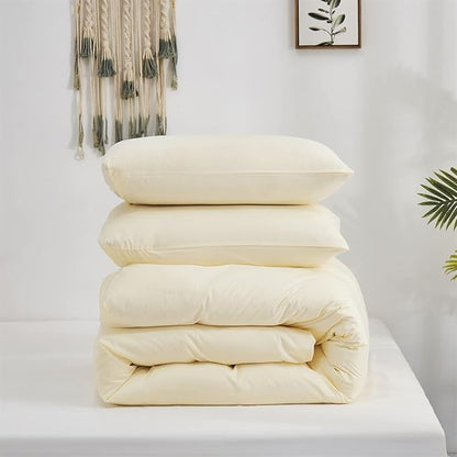 Cottonight Ivory White Comforter Set California King Beige Bedding Comforter Set Cal King Off White Solid Blanket Quilts Modern Soft Breathable 3 Piece Ivory White Bedding Set
