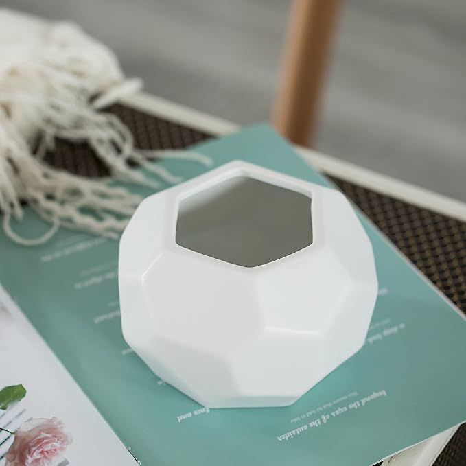 4-In Honeycomb White Ceramic Table Vase - Modern, Bohemian and Minimalist Decorative Centerpiece for Weddings, Dining & Living Rooms, Offices, Coffee Tables, and Interior Design Accessories