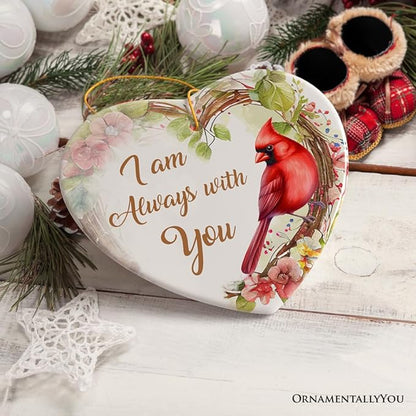 I am Always with You Cardinal Ornament, Sentimental Christmas Memorial Gift