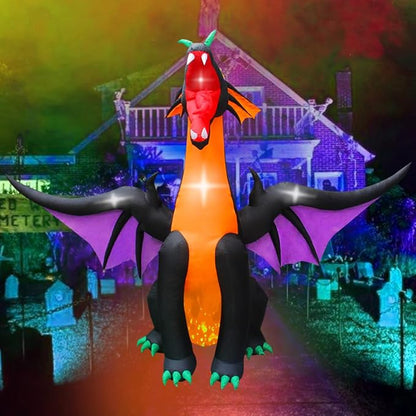 SEASONBLOW 12 FT Fire & Ice Dragon with Wings, Inflatable Halloween Decoration for Indoor Outdoor Home Party Lawn Garden Yard