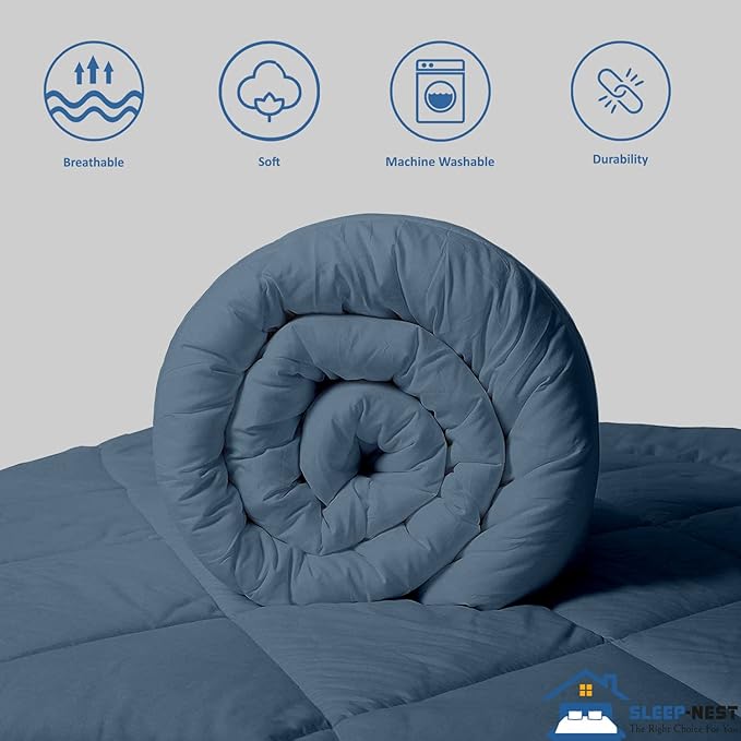 SLEEP-NEST Super King Plus Comforter 128x128 Hotel Luxury Down Alternative Pinch Pleated 1 Piece Comforter with 8 Tabs/Loops, Extra Large King Quilt for All Season, Oversized King - Medium Blue