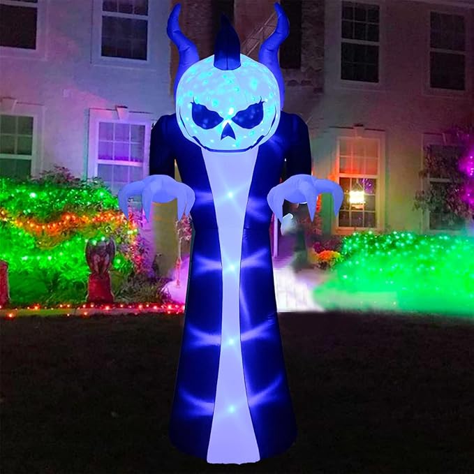 10Ft Giant Halloween Inflatables Pumpkin Halloween Decorations Inflatables with LED Light Sandbags Stakes Strings Halloween Inflatables Outdoor Decorations Blow Up Inflatable Holiday Yard Decoration