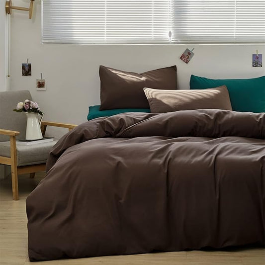 Wellboo Brown Comforter Sets California King Solid Mocha Coffee Bedding Comforters Cal King Women Men Plain Dark Brown Quilts Adults Deep Brownness Modern Chestnut Blankets Brown Bed Farmhouse