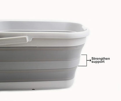 SAMMART 12L (3.1 gallon) Collapsible Rectangular Handy Bucket/Multiuse Foldable Water Pail for Camping, Fishing (Grey (Set of 2))