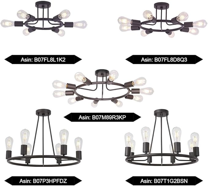 BONLICHT Modern Sputnik Chandelier Oil-Rubbed Bronze 10-Light Mid Century Semi Flush Mount Ceiling Light Fixture Retro Chandelier Lighting for Living Room Dining Room Bedroom