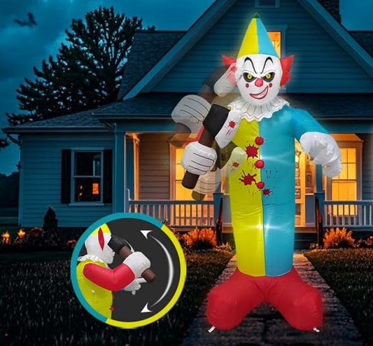 7 FT Halloween Inflatables Giant Outdoor Decorations Blow Up Yard Scary Clown Holding 75 Degrees Swings Sickle with Built-in LEDs for Garden Lawn Indoor Party Decor