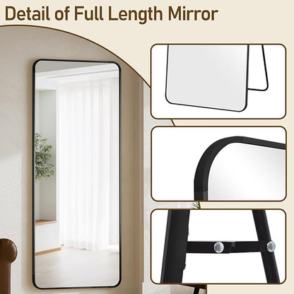 BEAUTYPEAK Black Full Length Mirror, 71"x26" Rounded Corner Floor Mirror Standing Hanging or Leaning Against Wall, Suitable for Bedroom or Dressing Room