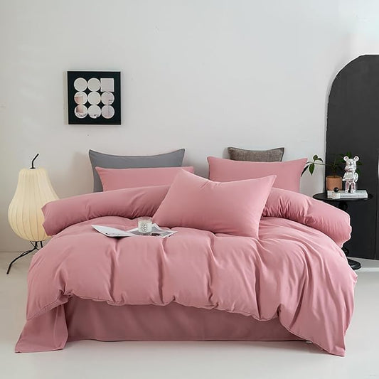Cottonight Blush Pink Comforter Set California King Pink Bedding Set Cal King Solid Color Dusty Rose Quilts Blanket Breathable Soft Comforter Set