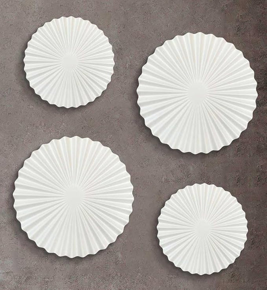 ITrixgan Room Wall Decor Set Art Aesthetic, White Metal Art Wall Decor Wall Hangings For Living Room Decor, Modern Home Metal Wall Decor For Bedroom Dining Room Above Bed Above TV, Round Wall Decor