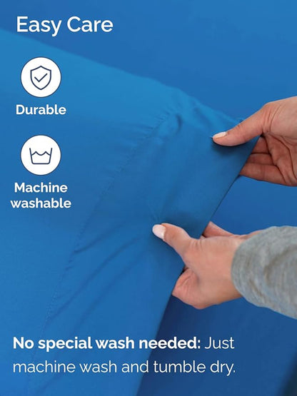 Extra Deep Split King Sheet Set - 7 Piece Breathable & Cooling Sheets - Hotel Luxury Bed Sheets Set - Easy Fit - Soft, Wrinkle Free & Comfy Sheets Set - Royal Blue Sheet Set with Extra Deep Pockets