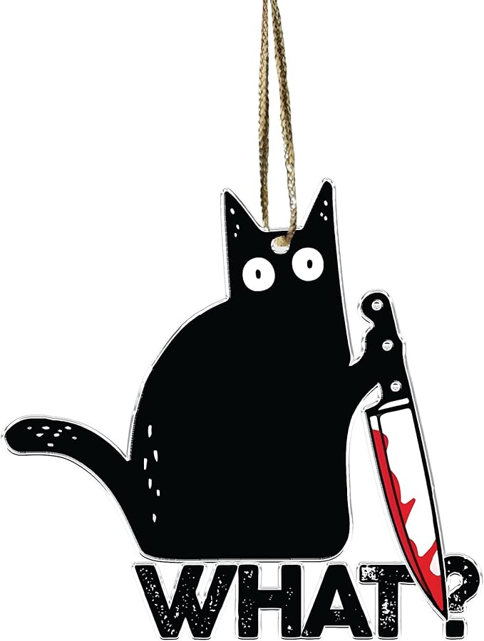 Black Cat Christmas Ornaments - Black Kitten Xmas Decor Tree Hanging - 2024 Christmas Ornament for Cat Lovers