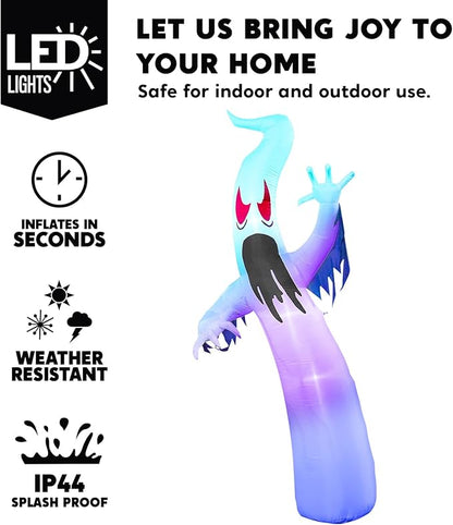 Joiedomi 12 FT Tall Halloween Inflatables Outdoor Decorations, Inflatable Ghost Halloween Decor Outdoor, Ghost Blow Ups for Yard with Blue Ice LEDs for Outside Decorations