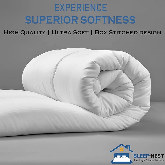 SLEEP-NEST Hotel Luxury King Comforter 102 x 90 - All Season Bedding 1 Piece Down Alternative Box Stitched Comforter with 8 Tabs - 350 GSM, Ultra Soft, Lightweight & Breathable Quilt - White
