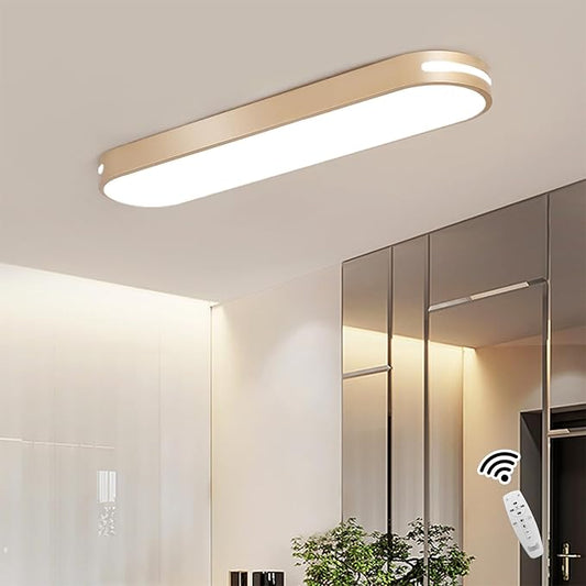 Becailyer 23.6" Modern LED Ceiling Light, Dimmable Flush Mount Ceiling Lamp, 60W Metal Ceiling Chandelier Lighting Fixture for Living Room Bedroom Dining Room Office Hallway Aisle Closet, Gold