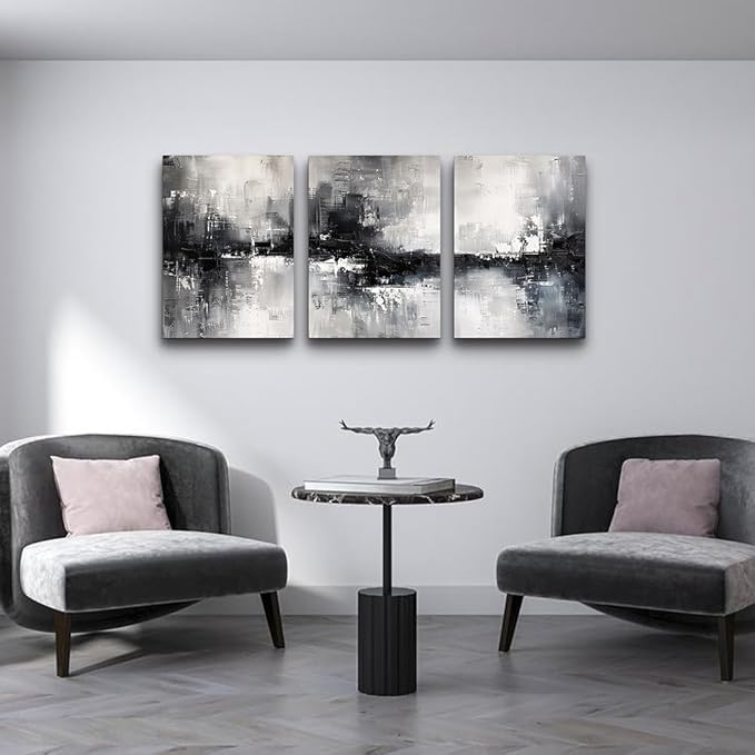 DZRWUBHS Canvas Wall Decor for Bedroom Black And White Wall Painting Wall Art for Living Room Inspirational Abstract Wall Pictures Artwork Modern Office Minimalist Home Decor Ready to Hang Set of 3