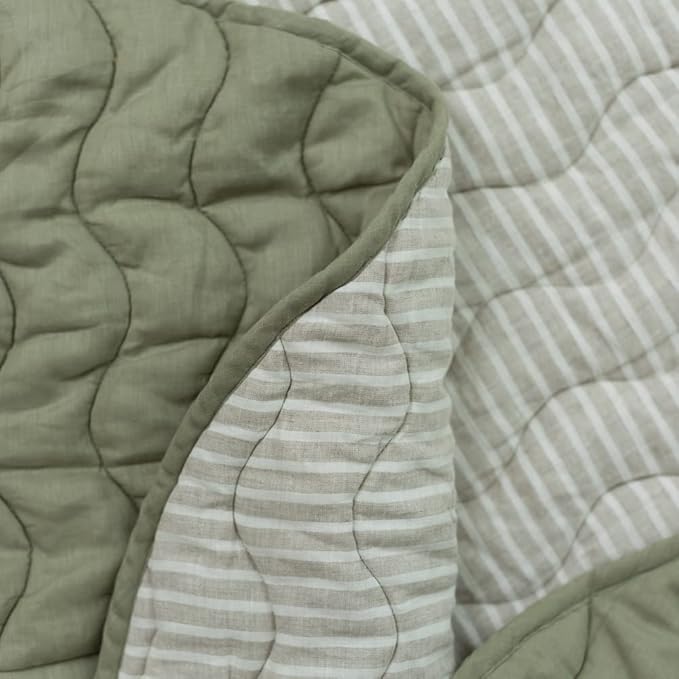 Frankie Lane French Linen.Reversible Playmat for Infants, Girl or boy. Nursery Decor Tummy time mat. Round Soft Indoor Area Padded Toddler Baby mat Rug Playroom Baby Floor mats (Sage)