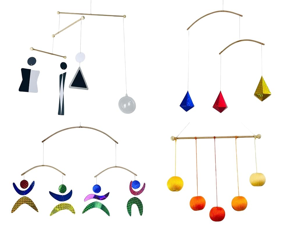 Set of 4 portable montessori - Munari, Gobbi, Octahedron, Dancers. Montessori mobile, Baby mobile, Hanging mobile baby boy and girl