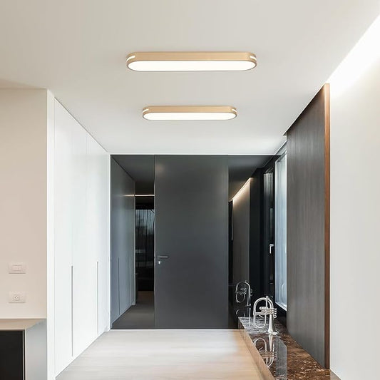 Becailyer 23.6" Modern LED Ceiling Light, Dimmable Flush Mount Ceiling Lamp, 60W Metal Ceiling Chandelier Lighting Fixture for Living Room Bedroom Dining Room Office Hallway Aisle Closet, Gold