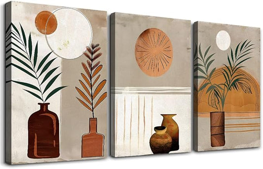 DZRWUBHS Large Wall Art for Living Room Canvas Wall Decor for Bedroom Boho Wall Art Prints Office Decoration Painting Abstract Wall Pictures Artwork Modern Minimalist Home Decor 3 Pcs Ready To Hang