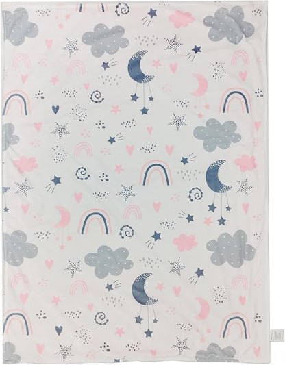 Baby Blanket for Boys Girls (Cloud Printed, 30"x40") with Double Layer Dotted Backing Soft Plush Minky Blanket for Toddlers Newborn