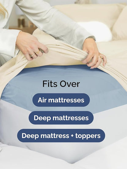 Extra Deep Twin XL Sheet Set - 4 Piece Breathable and Cooling Sheets - Hotel Luxury Bed Sheets Set - Easy Fit - Soft, Wrinkle Free and Comfy Sheets Set - Off White Sheet Set with Extra Deep Pockets