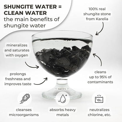 Karelian Heritage Elite Shungite Stones for Water Purification & Filtering 0.2 lb | 0.2-0.5 oz per Stone | Authentic Shungite Stones from Karelia for Protection | Jewelry Making REB11
