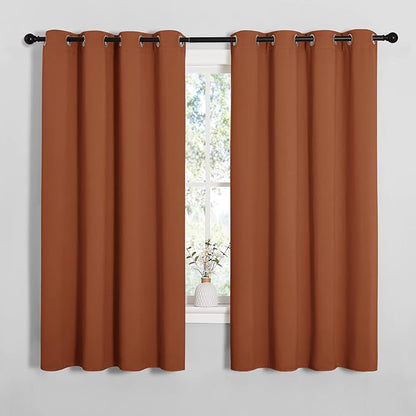 NICETOWN Halloween Blackout Curtain Panels for Girls Room, Nursery Essential Thermal Insulated Solid Grommet Top Blackout Drapes (Burnt Orange, 1 Pair, 55 x 68 inches)