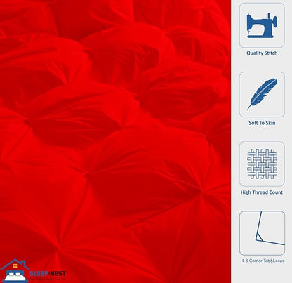 SLEEP-NEST California King Comforter 102x96 Hotel Quality Pintuck Style - 1 Piece Down Alternative Pinch Pleat Comforter with 8 Tabs, 350 GSM - Super Soft All Season Cal King Duvet Insert - Red