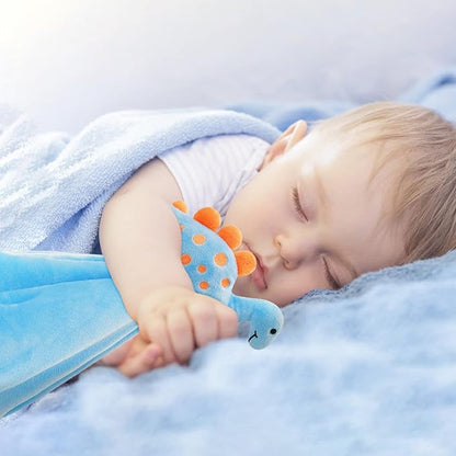 Pro Goleem Dinosaur Security Blanket Soft Loveys for Babies for Boys and Girls Newborn Lovie Infant Blankie Snuggle Toy Stuffed Animal Baby Gifts Blue 14 Inch