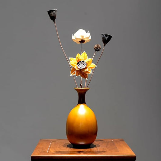 Matte Earth Ceramic Vase with Dried Flowers, Handmade in Jingdezhen, for Modern Home Decor Office Bookshelf Tables Living Room Bedroom Shelf Decor Entryway Dry Flower Arrangement Ornament