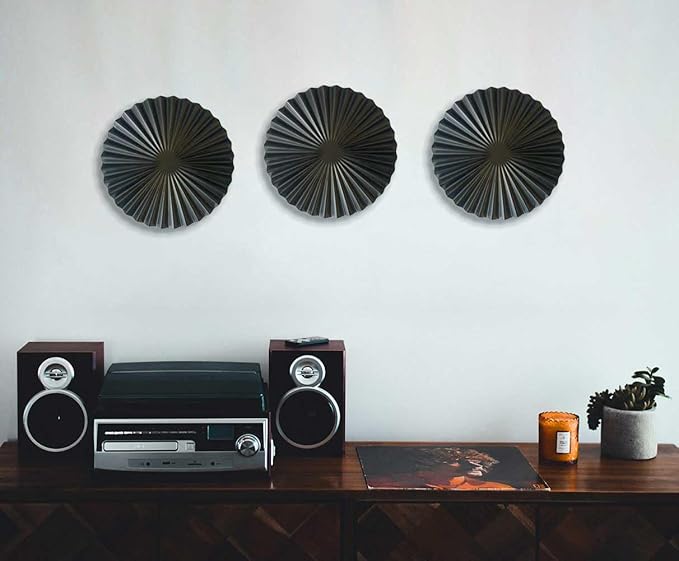 ITrixgan Black Metal Wall Art Decor For Living Room, Wall Hanging Decor Set Above TV Wall Decor, Gothic Room Decor for Bedroom Round Decorative Wall Art, Black Wall Decorations For Home Above Bed