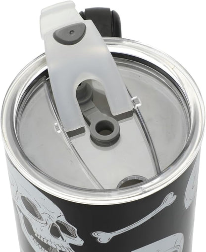 Bioworld Halloween Skulls & Bones 40 Oz Black Stainless Tumbler With Handle
