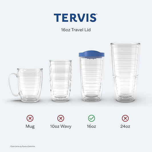 Tervis Travel Lid Made in USA Double Walled Insulated Tumbler Travel Cup Keeps Drinks Cold & Hot, Fits 16oz Tumblers, Brown
