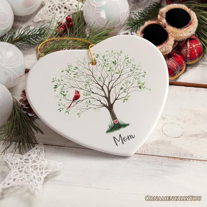 in Loving Memory of Mom and Dad Cardinal on a Tree Ornament, Heavenly Christmas Remembrance Gift, Mom Version