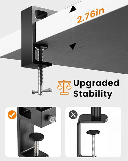 1200LM Desk Lamp with Clamp, Eye Care Desk Lights for Home Office with USB Charging Ports, Flexible Ring Light with Swing Arm for Video Conference Zoom Streaming