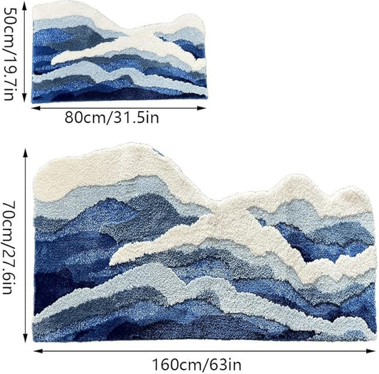 Wave Shape Furry Bedroom Rug, Fluffy Area Rug, Bathroom Rugs, Children's Room, Bathroom Mats,Bath Mats(31.5 x 19.7 in)