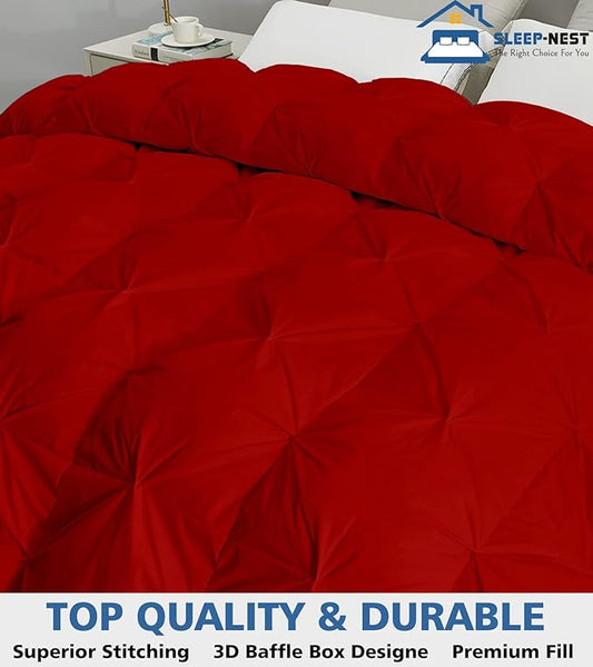 SLEEP-NEST Oversized King 120" x 98" Pinch Pleat Palatial King Duvet Insert with 8 Tabs/Loops 1 Piece Down Alternative Comforter 400 GSM-Box Stitched Quilted All Season Super Soft - Burgundy
