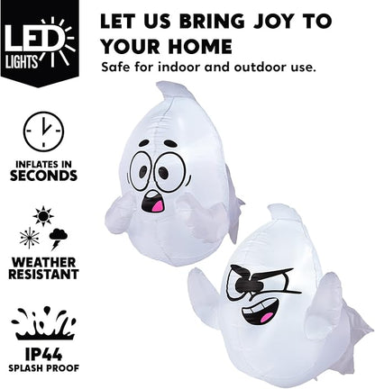 Joiedomi 2 Pack Halloween Inflatable Window Ghost with Build-in LED, 2.6 FT Tall Blow Up Inflatable Scary Flying Ghost Broke Out from Window for Halloween Outdoor, Yard, Garden, Lawn Decoration