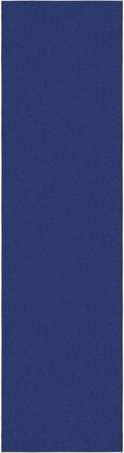 Machine Washable Modern Solid Design Non-Slip Rubberback 3x10 Traditional Runner Rug for Hallway, Kitchen, Bedroom, Living Room, 2'7" x 9'10", Navy