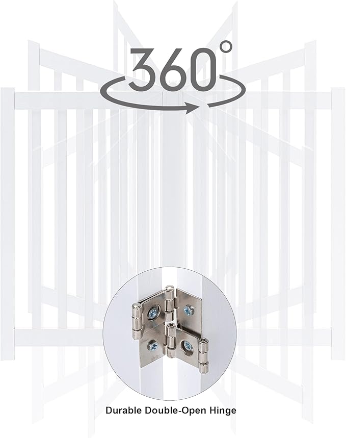 LZRS Solid Hardwood Freestanding Pet Gate,Wooden Dog Gates for Doorways,Nature Wood Dog Gates for The House,Dog Gate for Stairs,Freestanding Indoor Gate Safety Fence,White,30" Height-3 Panels