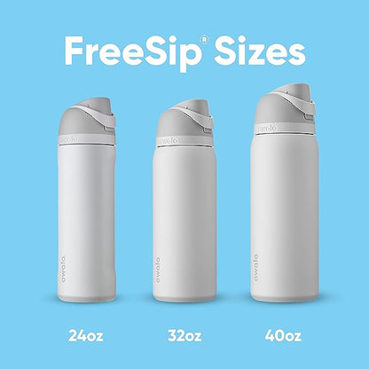 Owala FreeSip Insulated Stainless Steel Water Bottle with Straw for Sports and Travel, BPA-Free, 24-oz, Grayt