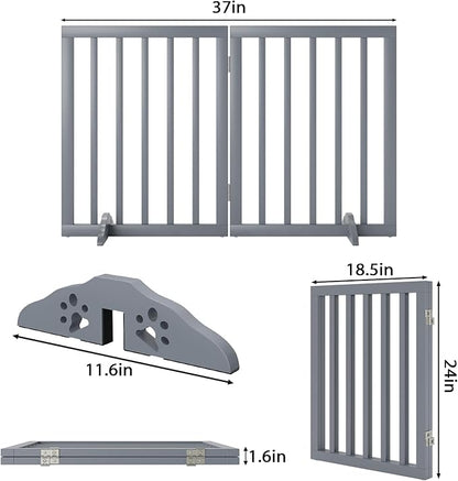 Freestanding Pet Gate Foldable Dog Gates for Doorways Wooden Dog Gates for The House 24-inch Tall Pet Barrier